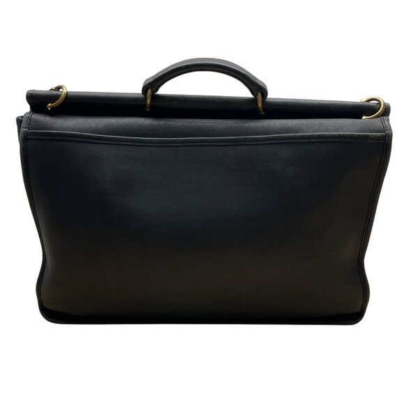 Vintage Coach Black Leather Briefcase With Adjustable Strap & Gold-Tone Hardware - Picture 5 of 14